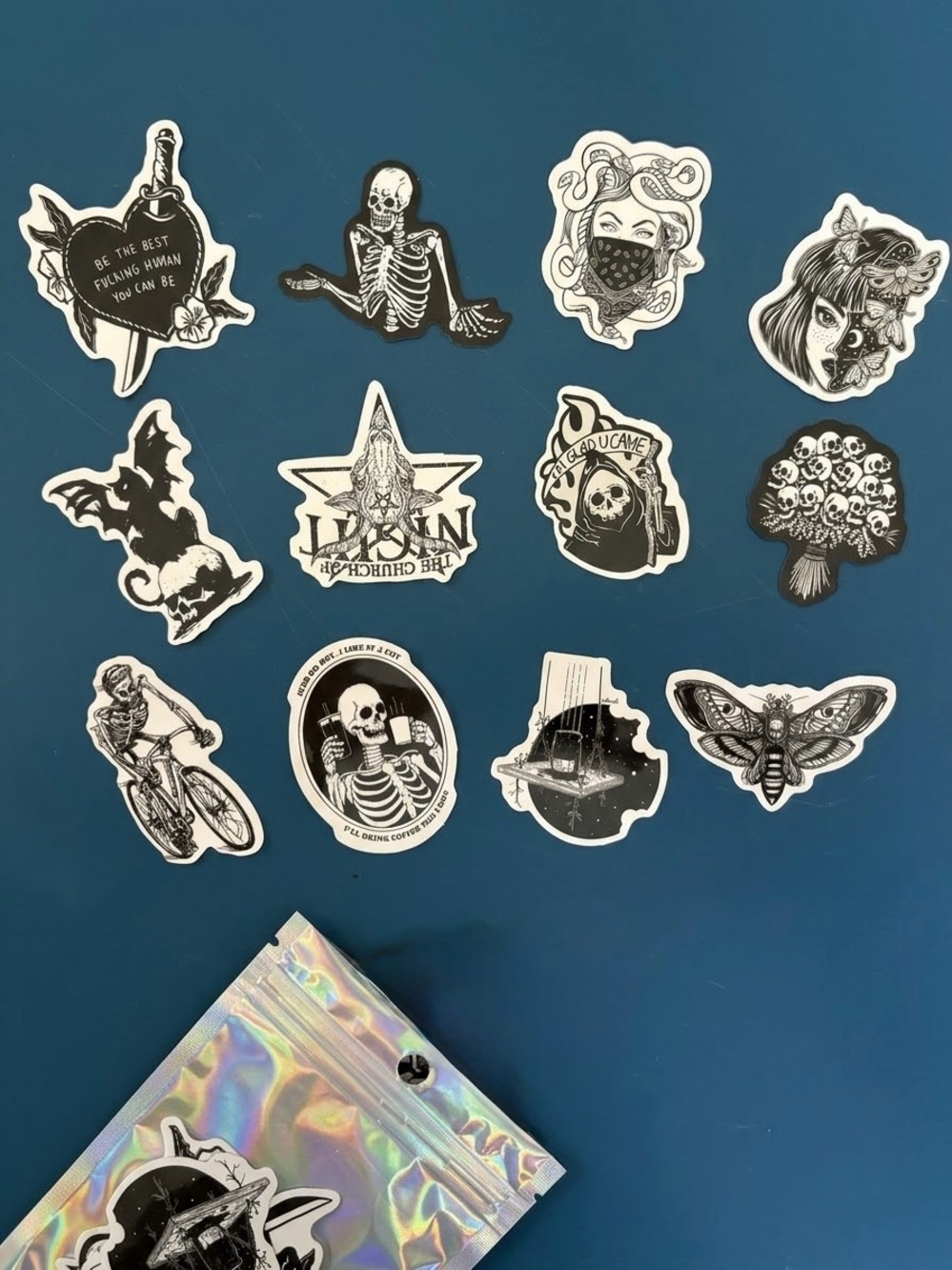 Black Gothic Skull Sticker Set - Home Wall Decor
